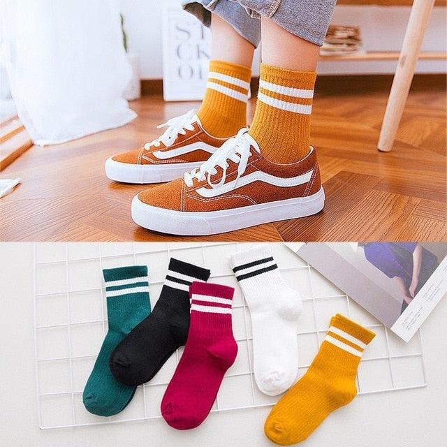 5 Pairs Fashion Unisex Cute Cartoon face Patterned Long Socks Soft Breathable Cotton Material Sport Summer Warm Winter Funny Harajuku Socks For Men And Women