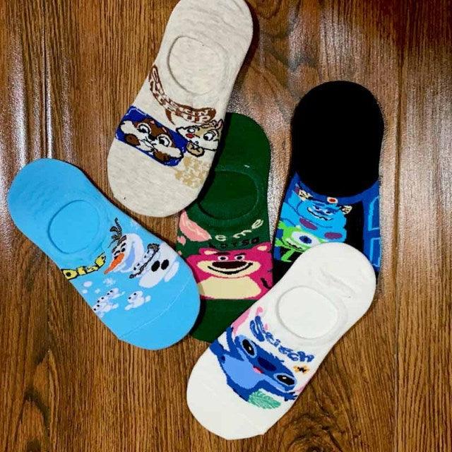 5 pairs Summer Socks Female Cartoon Animal Bear Mouse Socks Cute Funny Invisible Cotton Ankle Socks For Women