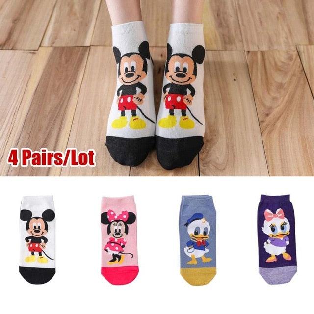 5 pairs Summer Socks Female Cartoon Animal Bear Mouse Socks Cute Funny Invisible Cotton Ankle Socks For Women