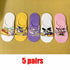 5 pairs Summer Socks Female Cartoon Animal Bear Mouse Socks Cute Funny Invisible Cotton Ankle Socks For Women