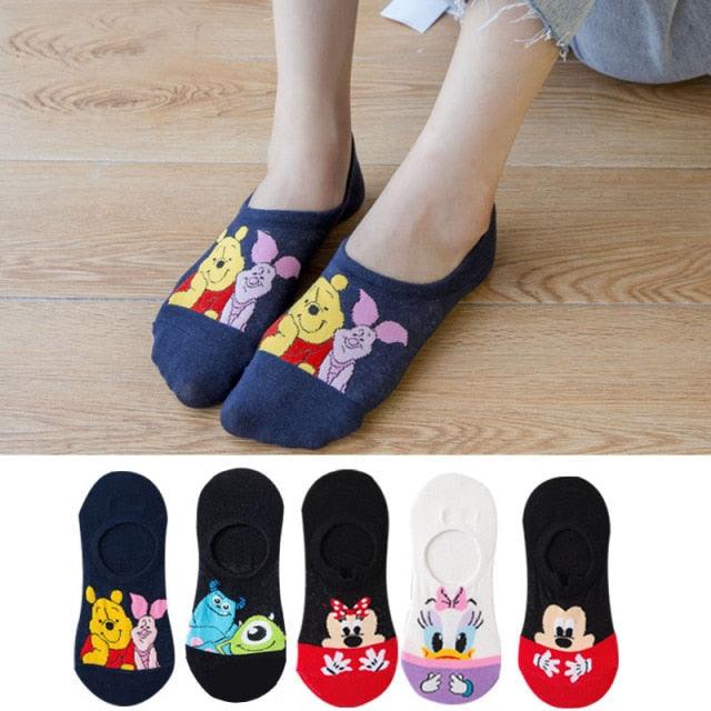 5 pairs Summer Socks Female Cartoon Animal Bear Mouse Socks Cute Funny Invisible Cotton Ankle Socks For Women