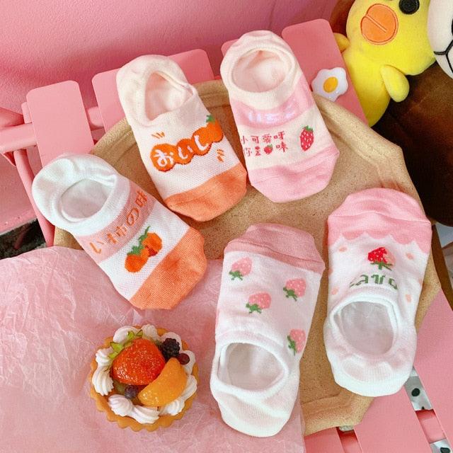 5 pairs Summer Socks Female Cartoon Animal Bear Mouse Socks Cute Funny Invisible Cotton Ankle Socks For Women