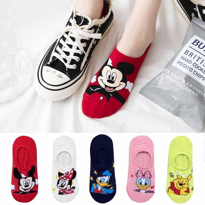 5 pairs Summer Socks Female Cartoon Animal Bear Mouse Socks Cute Funny Invisible Cotton Ankle Socks For Women