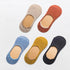 5 Pairs Women Cotton Low Cut Socks Solid Snowflake Soft Summer Silicone Non-slip Deep Mouth Prevent Heel Loss Slipper Socks For Women