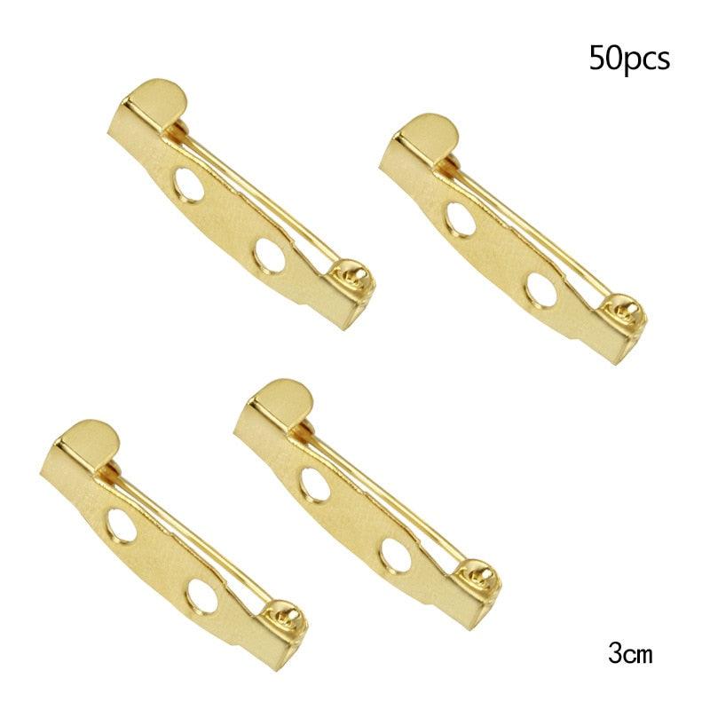 50 Pcs/Lot 15 20 25 30 35 mm 40mm Brooch Clip Base Pin Safety Pin Brooch Set Blank Base For Jewelry Making Supplies Bar Pins Brooch Pin Backs Safety Clasp Gold and Silver Safety Pins