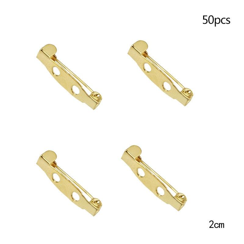 50 Pcs/Lot 15 20 25 30 35 mm 40mm Brooch Clip Base Pin Safety Pin Brooch Set Blank Base For Jewelry Making Supplies Bar Pins Brooch Pin Backs Safety Clasp Gold and Silver Safety Pins