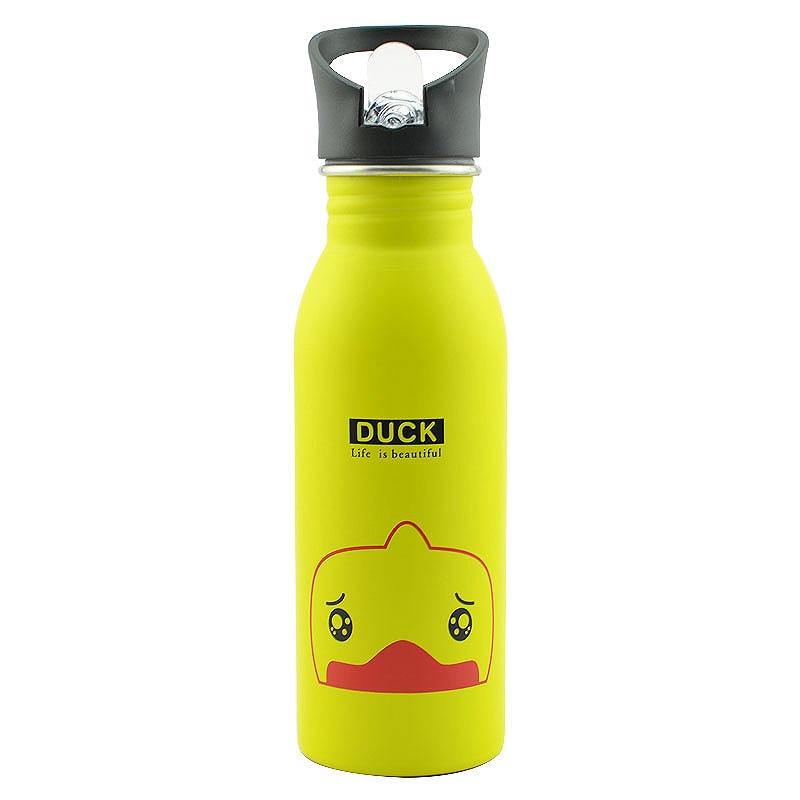 500ml Cute Baby Water Cup Leak Proof Bottle With Straw Lid Children School Outdoor Drinking Bottle Training Cup Steel Sports Water Bottle Portable Sports Bottle