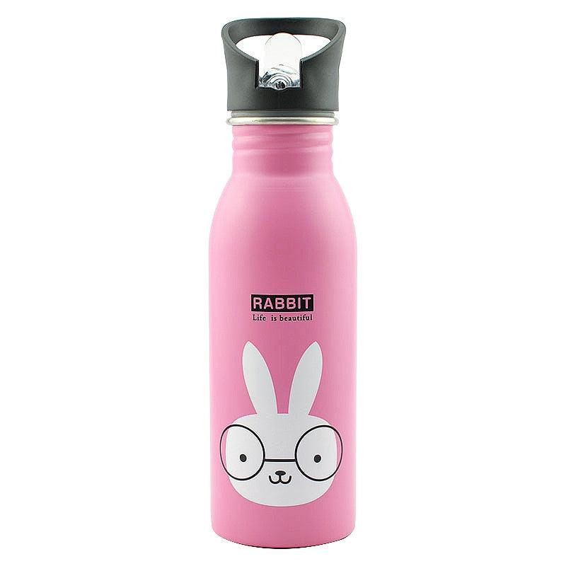 500ml Cute Baby Water Cup Leak Proof Bottle With Straw Lid Children School Outdoor Drinking Bottle Training Cup Steel Sports Water Bottle Portable Sports Bottle