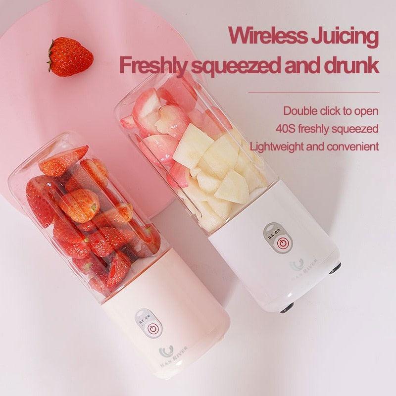 500Ml Portable Blender 6 Blades Usb Rechargeable Fresh Fruit Juice Mixer Electric Shake Cup Cute Blender Smoothie Ice Crush Cup Electric Juicer Machines Stainless Steel Blade for Smoothies Lemon Orange Lime Fruit USB Rechargeable Mixer