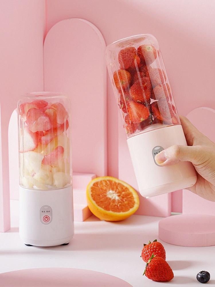 500Ml Portable Blender 6 Blades Usb Rechargeable Fresh Fruit Juice Mixer Electric Shake Cup Cute Blender Smoothie Ice Crush Cup Electric Juicer Machines Stainless Steel Blade for Smoothies Lemon Orange Lime Fruit USB Rechargeable Mixer