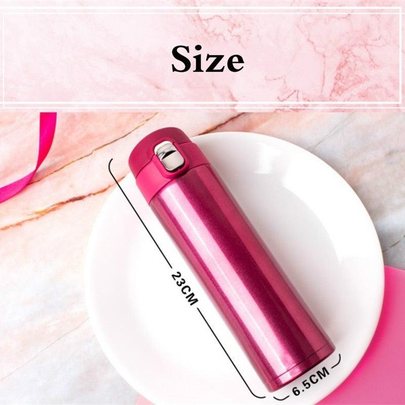 500ML Stainless Steel Bouncing Cover Vacuum Flask Thermos Cup Coffee Tea Milk Bottle vacuum flask 500ml Stainless Steel Water Bottle Leak-Proof Bounce Cover Home Office Water Bottle