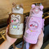 500ml Stainless Steel Thermal Water Bottle for Children Cute Cartoon Thermos Mug with Straw Leak-Proof Insulated Cup Drinkware Water Bottle for Girls Cute Water Bottles with Straw Portable Leakproof Bear Water Bottle with Adjustable Strap