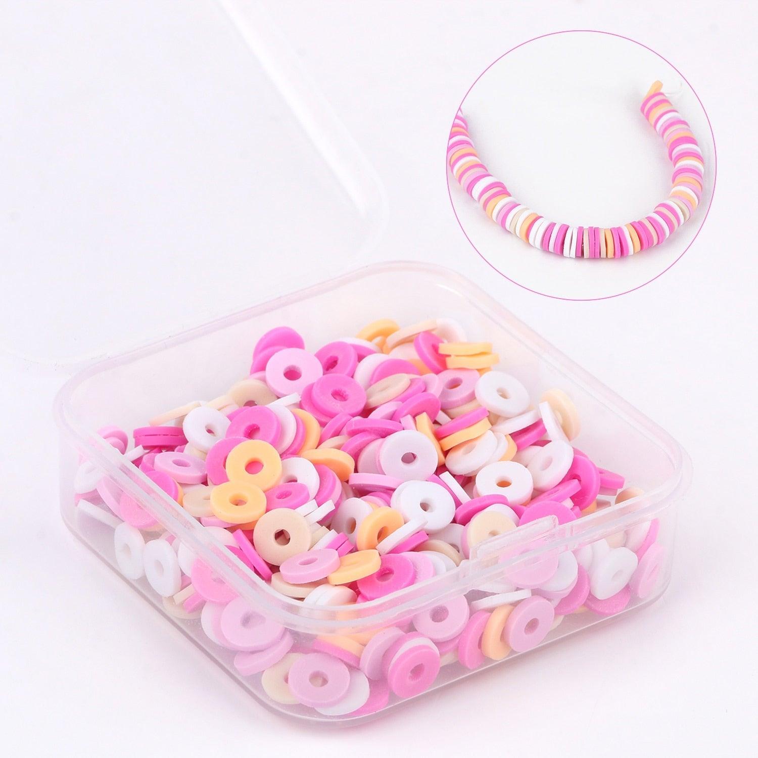 500pcs/Box 6mm Flat Round Polymer Clay Beads Box Set Chip Disk Loose Spacer Handmade Beads For Jewelry Making Bracelets Clay Beads for Summer Beach Bracelet Necklace Earring Anklet Jewelry Making Craft