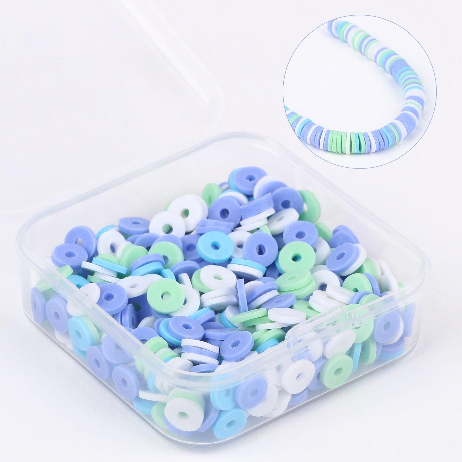 500pcs/Box 6mm Flat Round Polymer Clay Beads Box Set Chip Disk Loose Spacer Handmade Beads For Jewelry Making Bracelets Clay Beads for Summer Beach Bracelet Necklace Earring Anklet Jewelry Making Craft