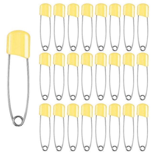 50Pcs Baby Safety Pins Plastic Head Cloth Diaper Pins Stainless Steel Sewing Safety Pins for Quilting Knitting Stitch Markers Stainless Steel Nappy Pins for Quilting Sewing Locking Safety Pins