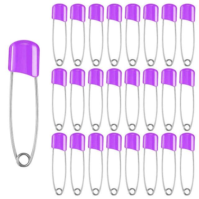 50Pcs Baby Safety Pins Plastic Head Cloth Diaper Pins Stainless Steel Sewing Safety Pins for Quilting Knitting Stitch Markers Stainless Steel Nappy Pins for Quilting Sewing Locking Safety Pins