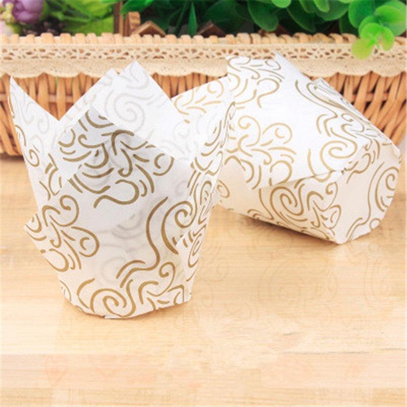 50pcs Newspaper Style Cupcake Liner Baking Cup For Wedding Party Muffin Cupcake Paper Cup Oilproof Cake Wrapper Cupcake Baking Cups Muffin Baking Liners Holders Cupcake Wrapper Brown White Bright Nature Color