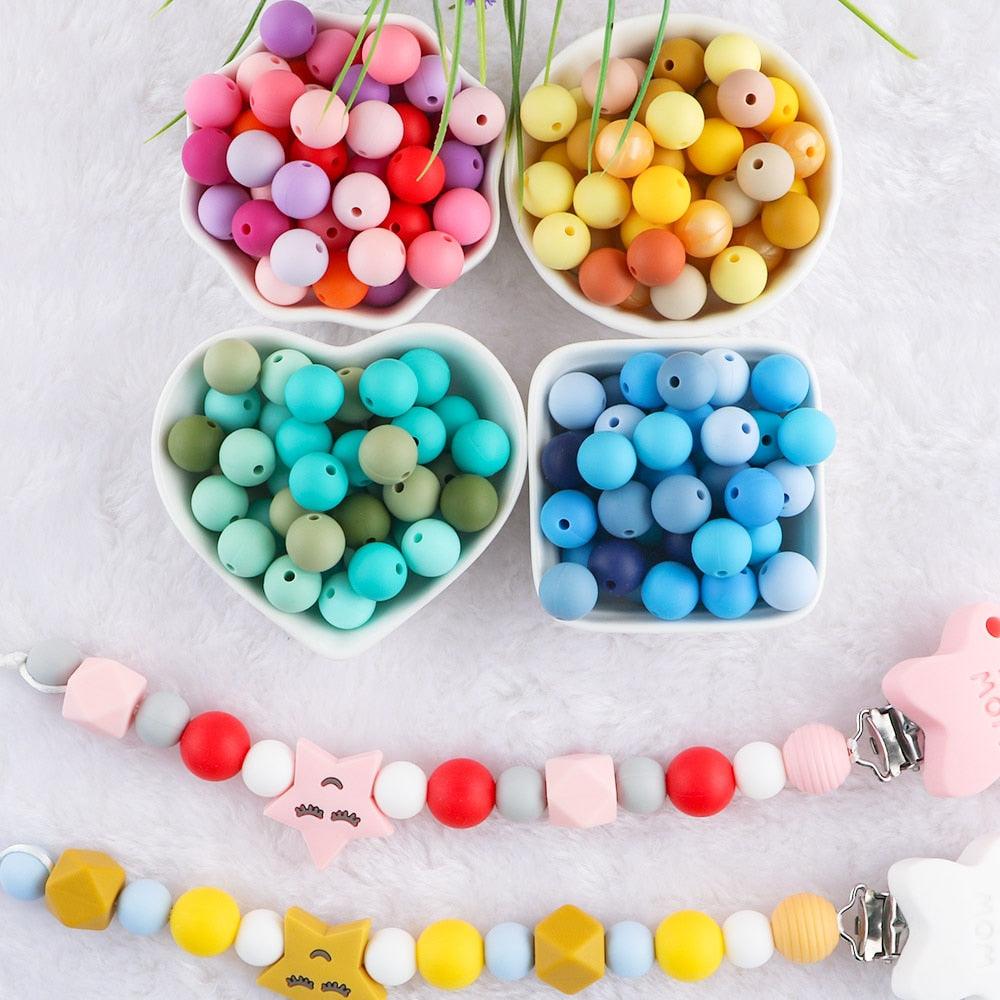 50pcs Silicone Beads 9/12/15mm Round Pearl Silicone Beads For Jewelry Making Bracelet Necklace Jewelry Accessories Silicone Round Beads Loose Pearl Beads