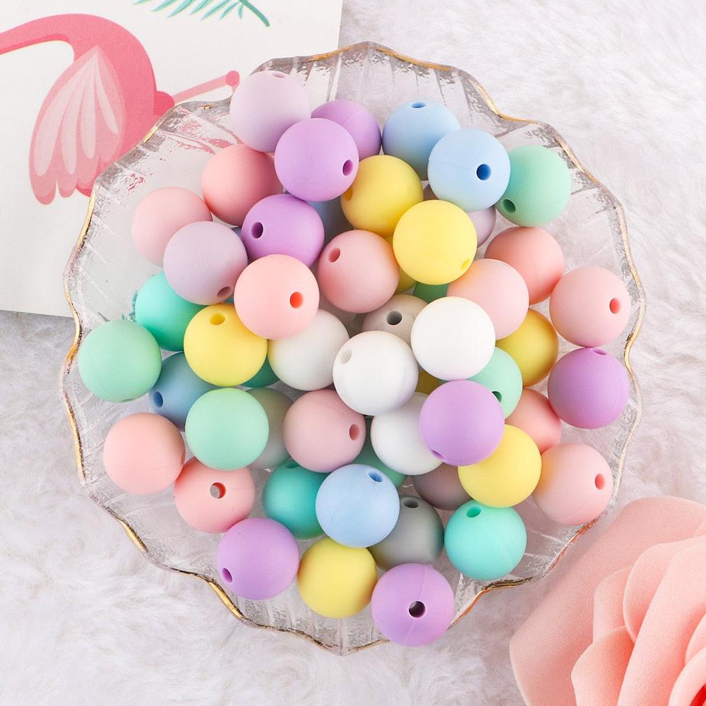 50pcs Silicone Beads 9/12/15mm Round Pearl Silicone Beads For Jewelry Making Bracelet Necklace Jewelry Accessories Silicone Round Beads Loose Pearl Beads