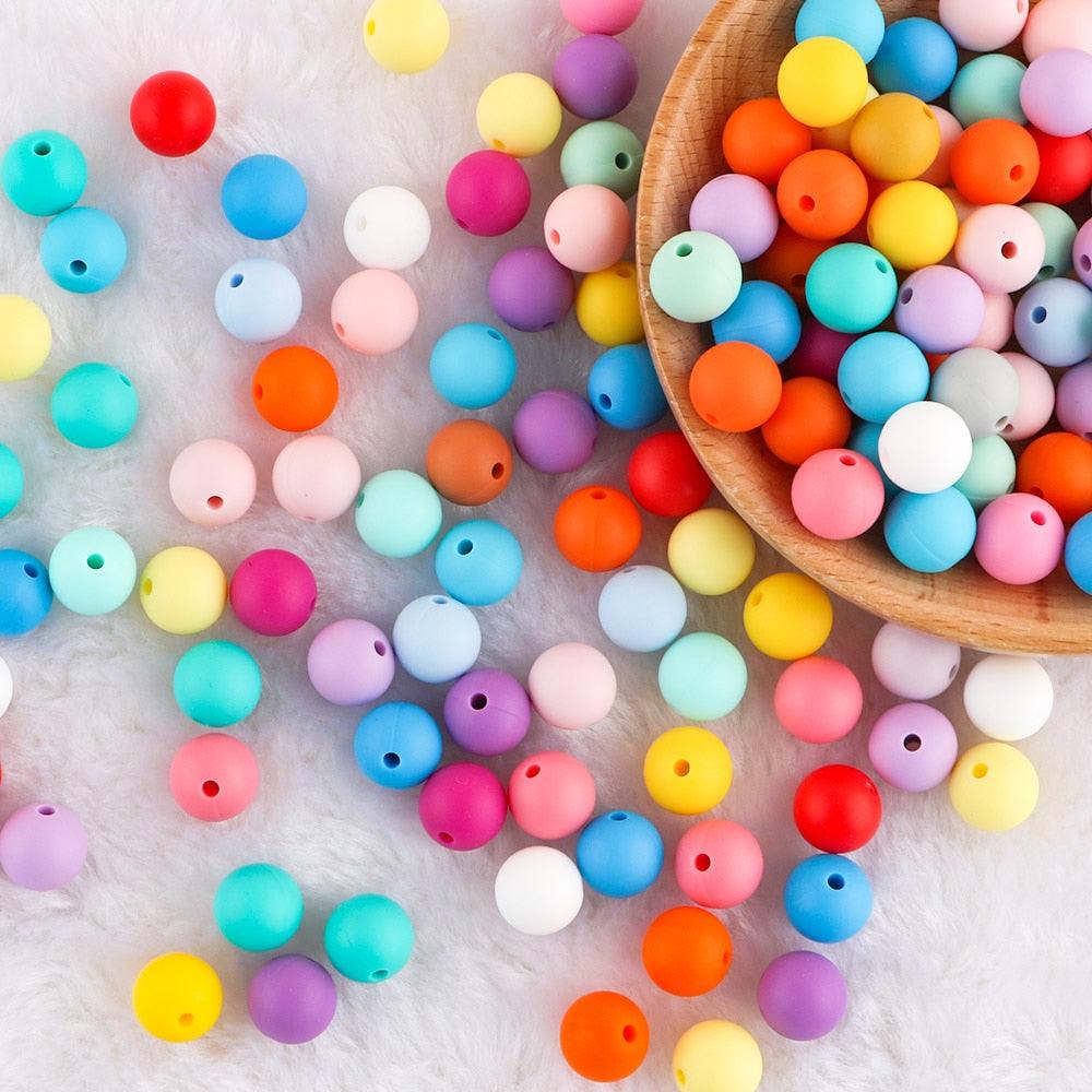 50pcs Silicone Beads 9/12/15mm Round Pearl Silicone Beads For Jewelry Making Bracelet Necklace Jewelry Accessories Silicone Round Beads Loose Pearl Beads