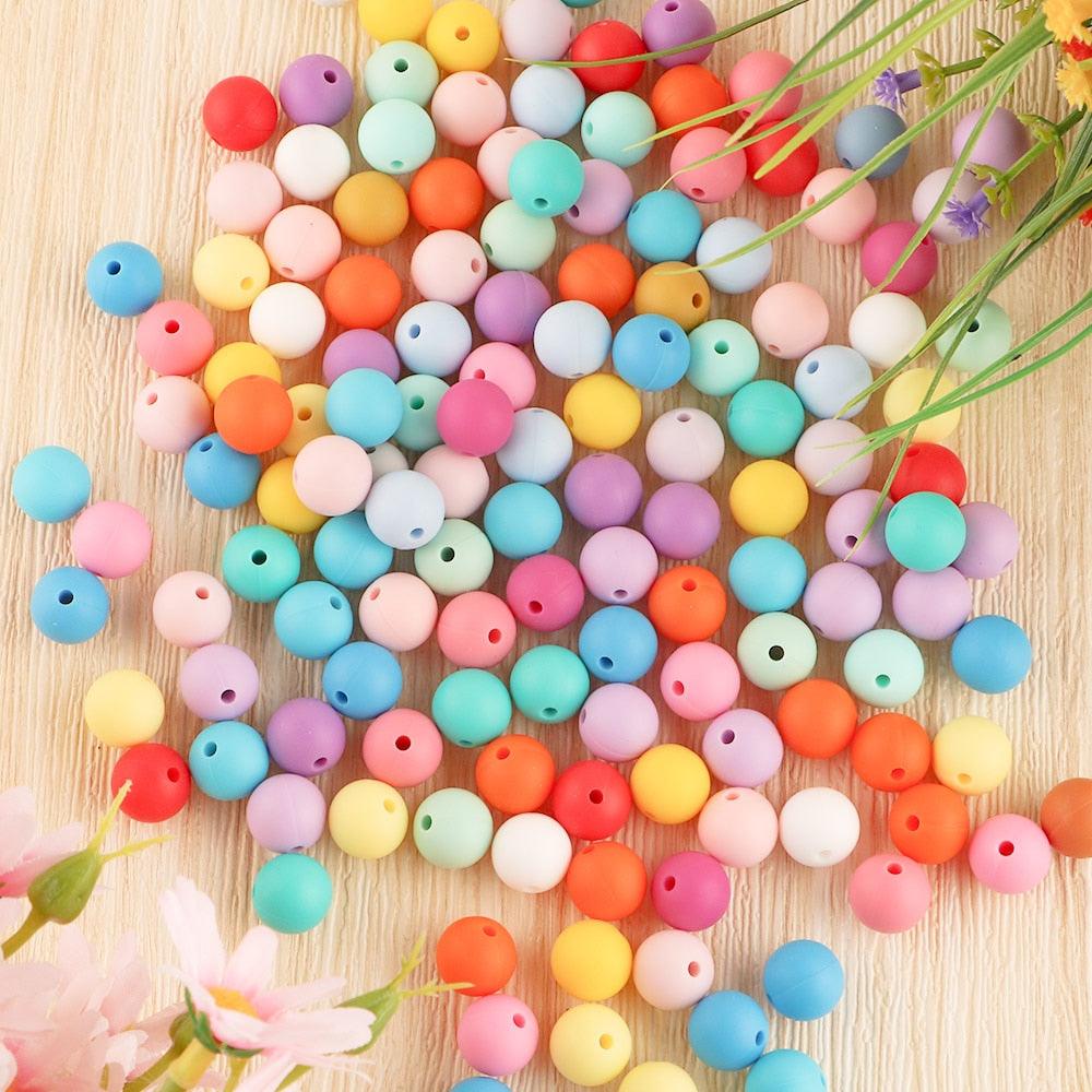 50pcs Silicone Beads 9/12/15mm Round Pearl Silicone Beads For Jewelry Making Bracelet Necklace Jewelry Accessories Silicone Round Beads Loose Pearl Beads