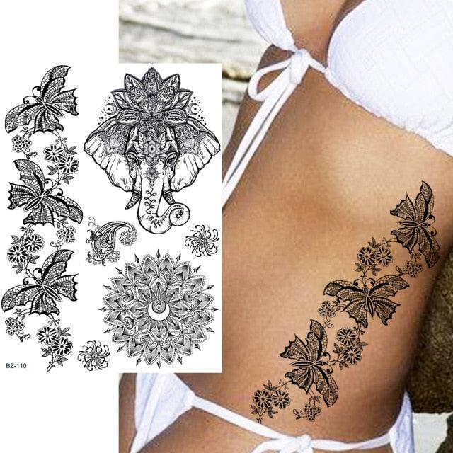 53 Sheets Black Lace Temporary Tattoos Sticker Butterfly Flower Fake Tatoo Sticker Sexy Black Henna Temporary Tattoos For Women - STEVVEX Beauty - 103, Animal Tattoo, Arm Tattoo, Back Tattoo, Beauty, Big Tattoo, Black Tattoos, Body Tattoo, Fashion Tattoo, Girls Tattoo, Large Black Tattoo, Leg Tattoo, Luxury Tattoo, Sketch Tattoo, Stylish Tattoo, Tattoo, Waterproof Tattoo, Wedding Tattoo, Women Tattoo, Womens Tattoo - Stevvex.com