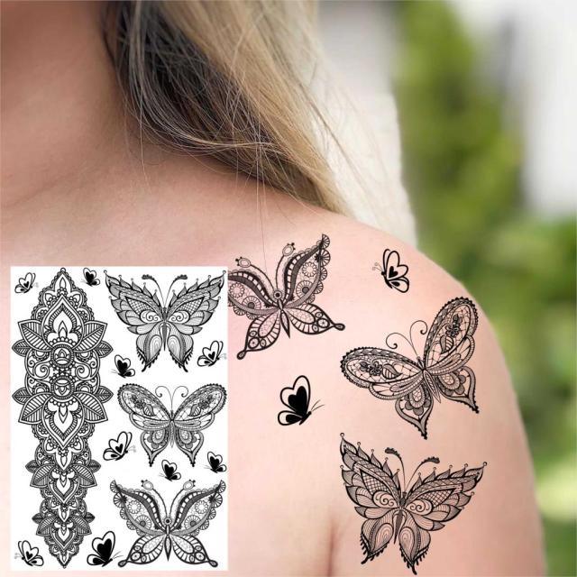 53 Sheets Black Lace Temporary Tattoos Sticker Butterfly Flower Fake Tatoo Sticker Sexy Black Henna Temporary Tattoos For Women - STEVVEX Beauty - 103, Animal Tattoo, Arm Tattoo, Back Tattoo, Beauty, Big Tattoo, Black Tattoos, Body Tattoo, Fashion Tattoo, Girls Tattoo, Large Black Tattoo, Leg Tattoo, Luxury Tattoo, Sketch Tattoo, Stylish Tattoo, Tattoo, Waterproof Tattoo, Wedding Tattoo, Women Tattoo, Womens Tattoo - Stevvex.com