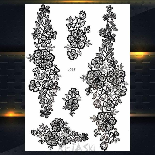 53 Sheets Black Lace Temporary Tattoos Sticker Butterfly Flower Fake Tatoo Sticker Sexy Black Henna Temporary Tattoos For Women - STEVVEX Beauty - 103, Animal Tattoo, Arm Tattoo, Back Tattoo, Beauty, Big Tattoo, Black Tattoos, Body Tattoo, Fashion Tattoo, Girls Tattoo, Large Black Tattoo, Leg Tattoo, Luxury Tattoo, Sketch Tattoo, Stylish Tattoo, Tattoo, Waterproof Tattoo, Wedding Tattoo, Women Tattoo, Womens Tattoo - Stevvex.com