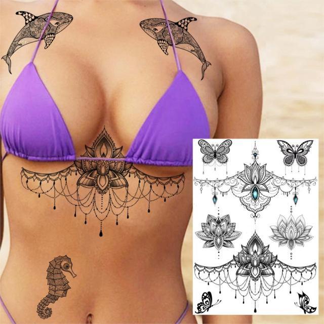 53 Sheets Black Lace Temporary Tattoos Sticker Butterfly Flower Fake Tatoo Sticker Sexy Black Henna Temporary Tattoos For Women - STEVVEX Beauty - 103, Animal Tattoo, Arm Tattoo, Back Tattoo, Beauty, Big Tattoo, Black Tattoos, Body Tattoo, Fashion Tattoo, Girls Tattoo, Large Black Tattoo, Leg Tattoo, Luxury Tattoo, Sketch Tattoo, Stylish Tattoo, Tattoo, Waterproof Tattoo, Wedding Tattoo, Women Tattoo, Womens Tattoo - Stevvex.com