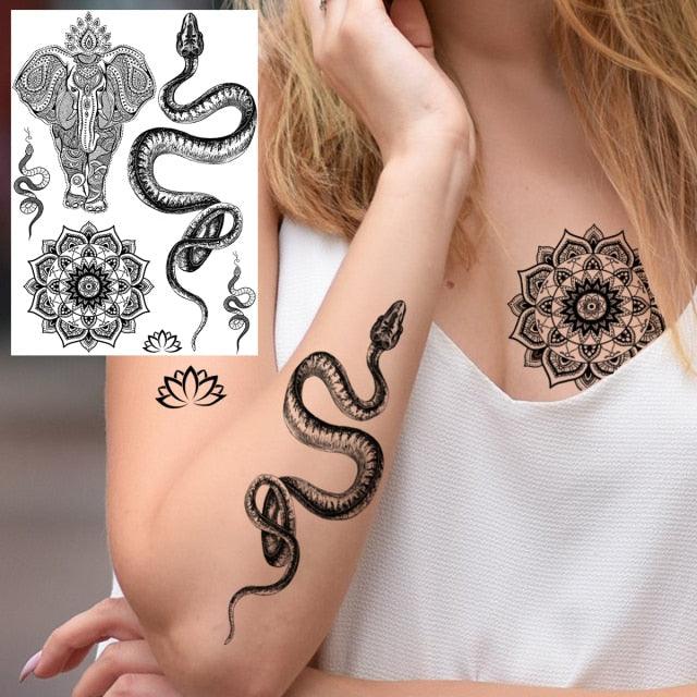 53 Sheets Black Lace Temporary Tattoos Sticker Butterfly Flower Fake Tatoo Sticker Sexy Black Henna Temporary Tattoos For Women - STEVVEX Beauty - 103, Animal Tattoo, Arm Tattoo, Back Tattoo, Beauty, Big Tattoo, Black Tattoos, Body Tattoo, Fashion Tattoo, Girls Tattoo, Large Black Tattoo, Leg Tattoo, Luxury Tattoo, Sketch Tattoo, Stylish Tattoo, Tattoo, Waterproof Tattoo, Wedding Tattoo, Women Tattoo, Womens Tattoo - Stevvex.com