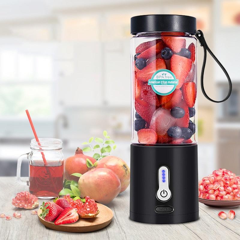 530ML Electric Juicer Portable Smoothie Blender USB Rechargeable Food Processor Fruit Mixer Machine Mini Juicer Blender Cup Portable Juicer For Travel USB Electric Blender Fruit Smoothie Blender Machine Personal Food Processor Juicer