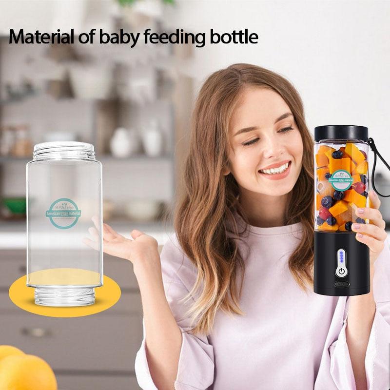 530ML Electric Juicer Portable Smoothie Blender USB Rechargeable Food Processor Fruit Mixer Machine Mini Juicer Blender Cup Portable Juicer For Travel USB Electric Blender Fruit Smoothie Blender Machine Personal Food Processor Juicer