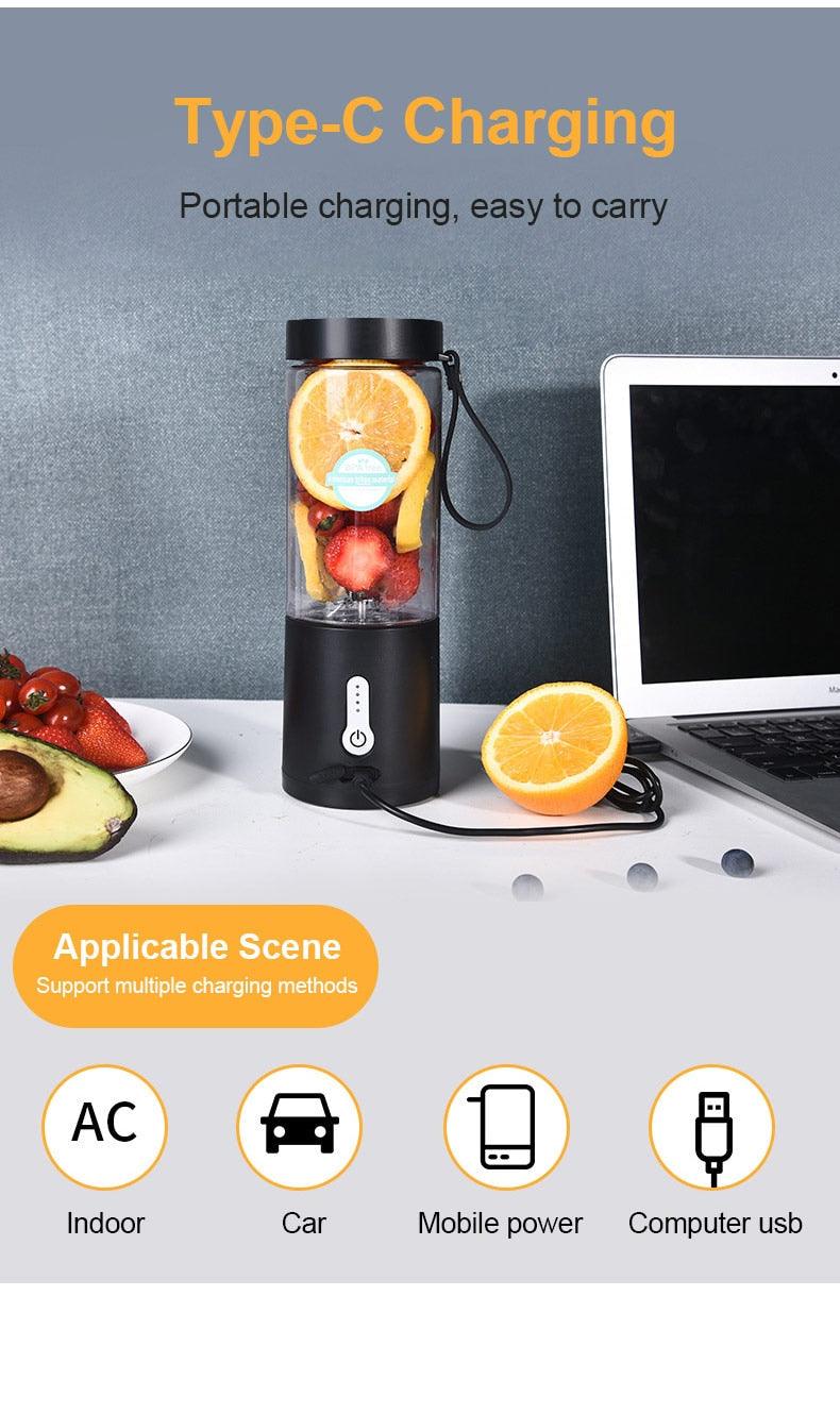 530ML Electric Juicer Portable Smoothie Blender USB Rechargeable Food Processor Fruit Mixer Machine Mini Juicer Blender Cup Portable Juicer For Travel USB Electric Blender Fruit Smoothie Blender Machine Personal Food Processor Juicer