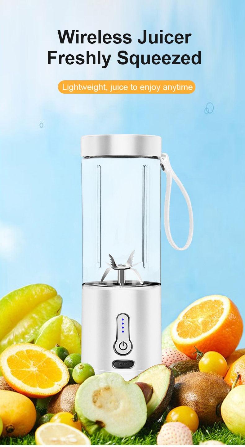 530ML Electric Juicer Portable Smoothie Blender USB Rechargeable Food Processor Fruit Mixer Machine Mini Juicer Blender Cup Portable Juicer For Travel USB Electric Blender Fruit Smoothie Blender Machine Personal Food Processor Juicer