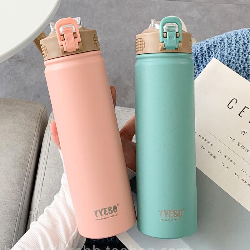 530ml/750ml Thermos Mug with Straw Stainless Steel Thermal Insulation Straight Cup Thermal Water Bottle Thermos Water Bottle