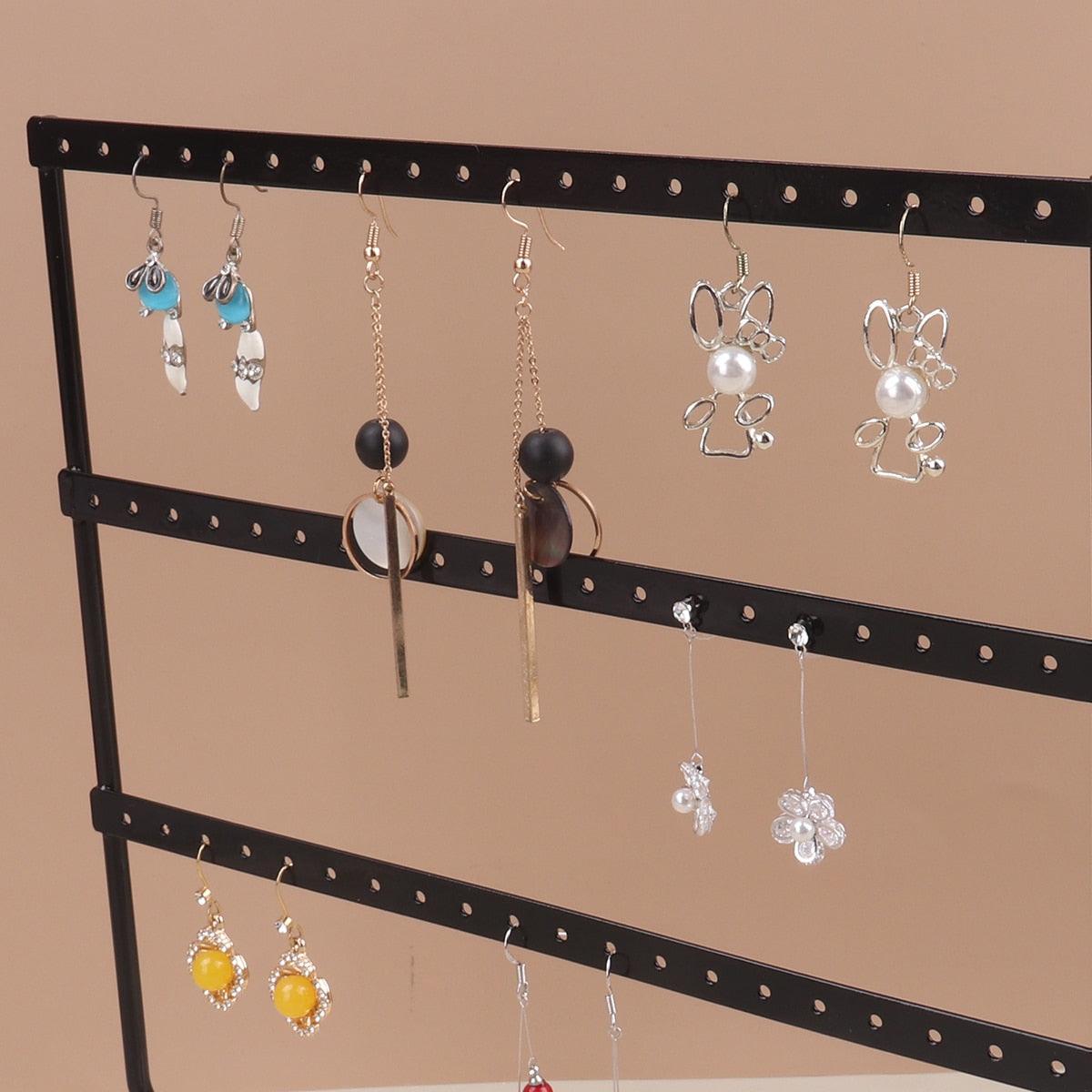 57 Holes Stand Jewelry Display Organizer Earrings Pendants Bracelets Jewelry Holder With Wooden Base Earrings Storage Rack Earrings Organizer Jewelry Display Stand