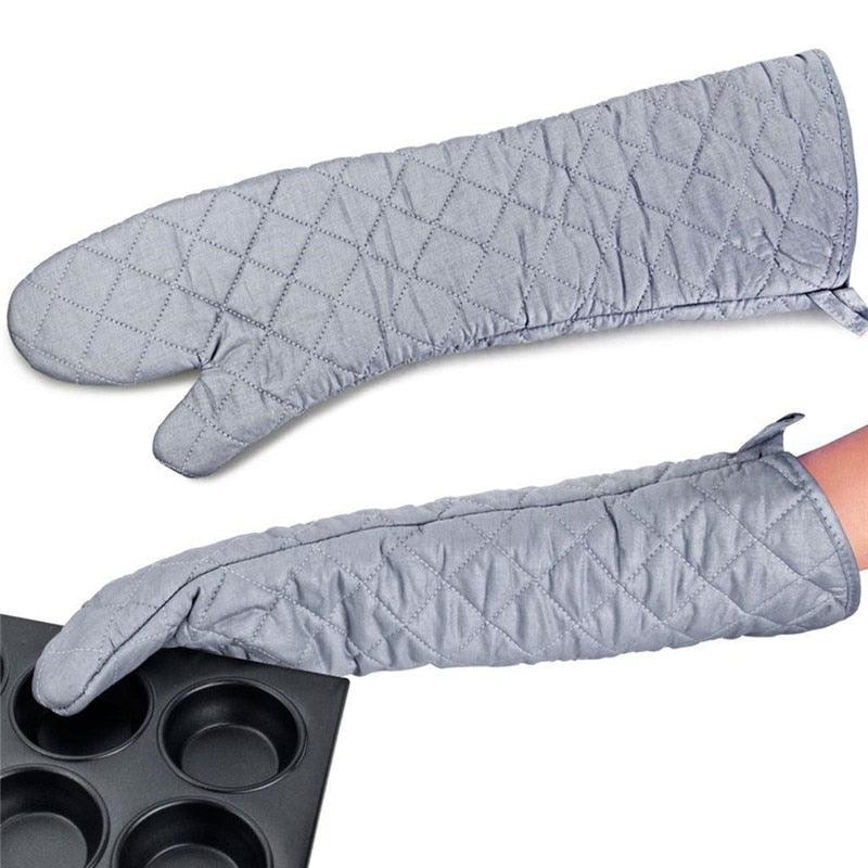 58cm Oven Gloves Long Oven Mitt Kitchen Glove BBQ Heat-resistant Cotton Cooking Barbecue Baking Tools Kitchen Accessories Heat Resistant Cooking Oven Gloves Can be Used for Grilling Cooking BBQ