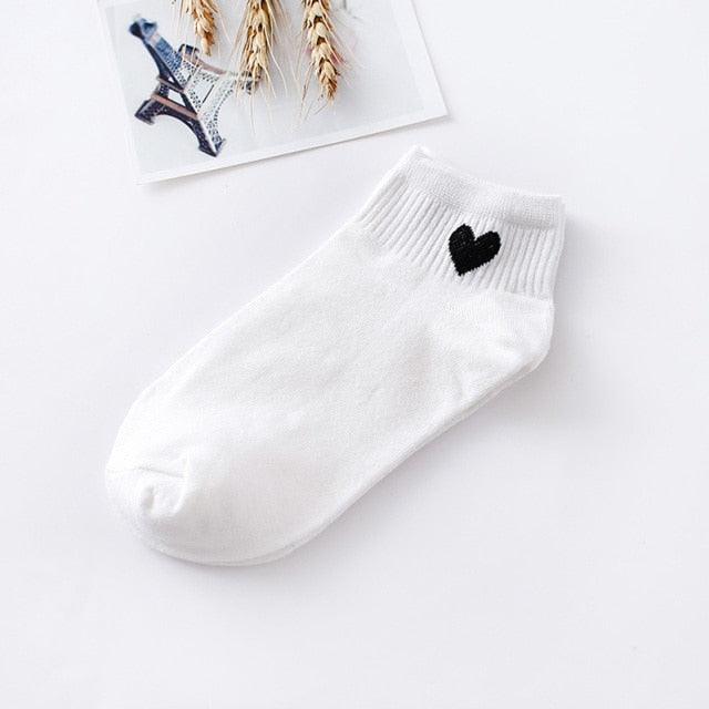 5pairs Women Short Socks Red Heart Cute College Fresh Female Socks Soft Cotton Summer Autumn Sock for Girls