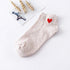 5pairs Women Short Socks Red Heart Cute College Fresh Female Socks Soft Cotton Summer Autumn Sock for Girls