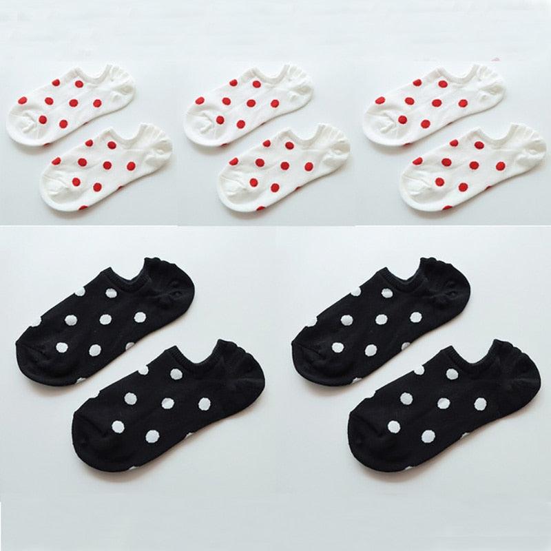 5Pais Women No Show Sports Socks Short Comfortable Cotton Aesthetic Novelty Dot Sweet Boat Socks Ankle Socks For Men And Women