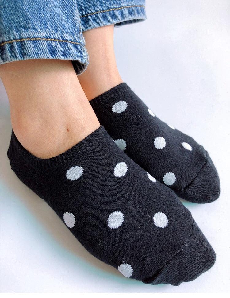 5Pais Women No Show Sports Socks Short Comfortable Cotton Aesthetic Novelty Dot Sweet Boat Socks Ankle Socks For Men And Women