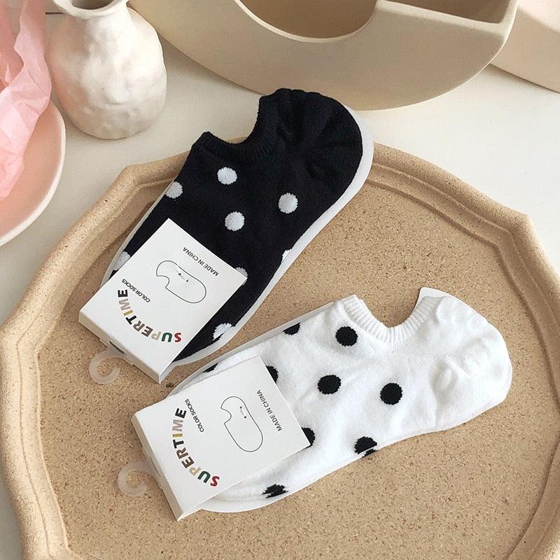 5Pais Women No Show Sports Socks Short Comfortable Cotton Aesthetic Novelty Dot Sweet Boat Socks Ankle Socks For Men And Women