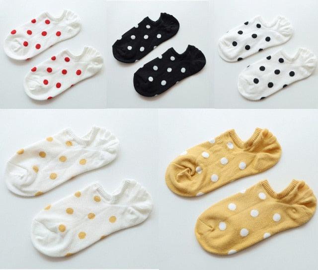 5Pais Women No Show Sports Socks Short Comfortable Cotton Aesthetic Novelty Dot Sweet Boat Socks Ankle Socks For Men And Women