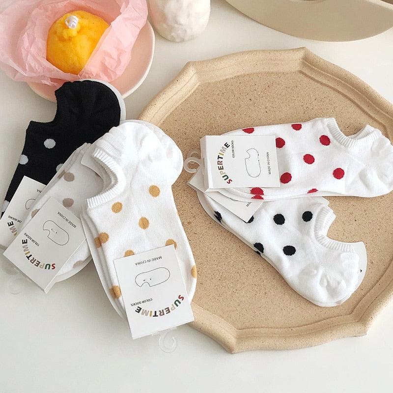 5Pais Women No Show Sports Socks Short Comfortable Cotton Aesthetic Novelty Dot Sweet Boat Socks Ankle Socks For Men And Women