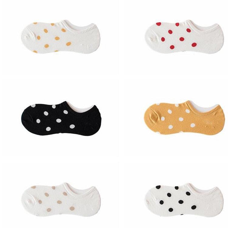 5Pais Women No Show Sports Socks Short Comfortable Cotton Aesthetic Novelty Dot Sweet Boat Socks Ankle Socks For Men And Women