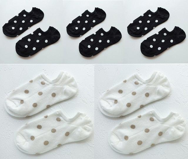 5Pais Women No Show Sports Socks Short Comfortable Cotton Aesthetic Novelty Dot Sweet Boat Socks Ankle Socks For Men And Women