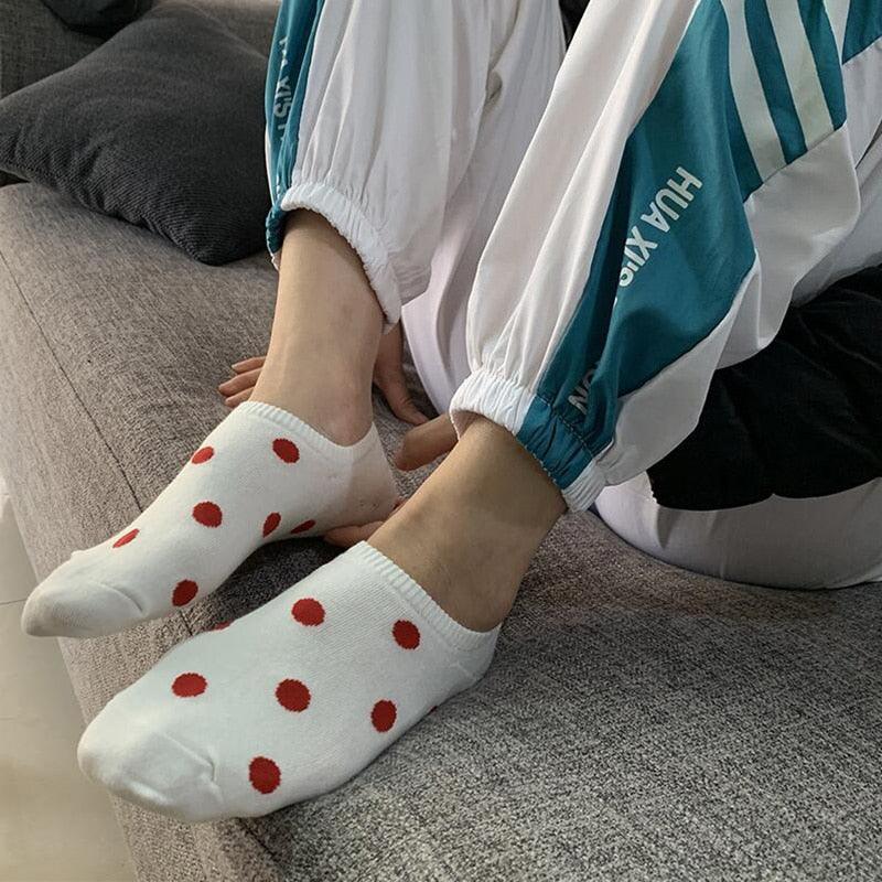 5Pais Women No Show Sports Socks Short Comfortable Cotton Aesthetic Novelty Dot Sweet Boat Socks Ankle Socks For Men And Women