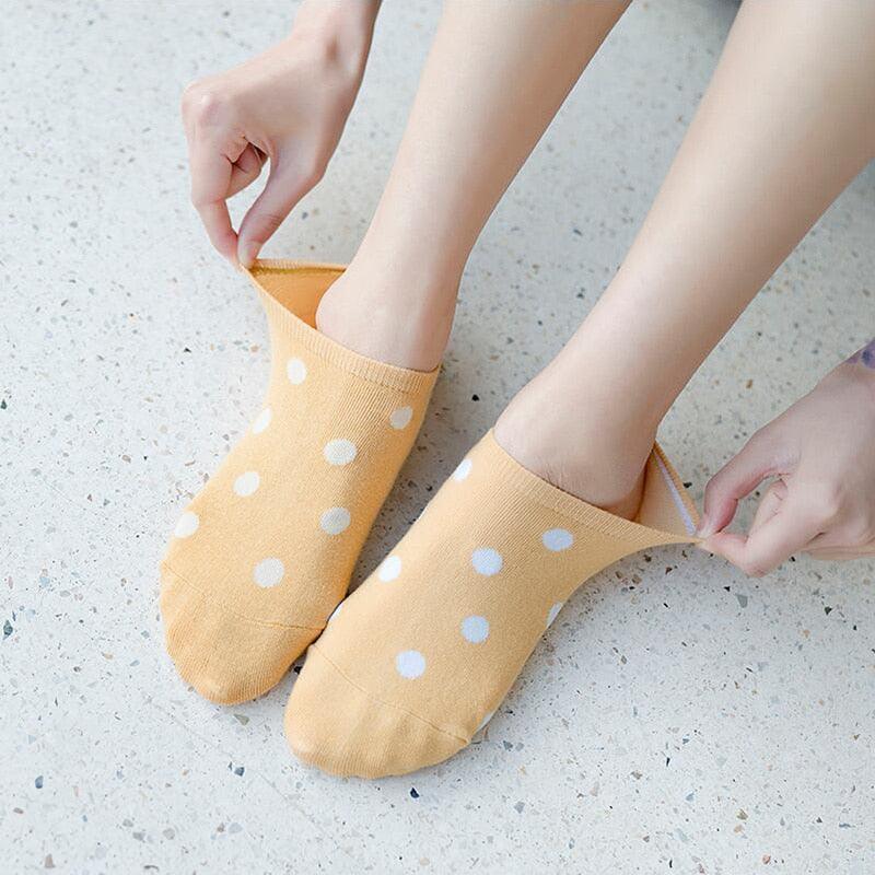 5Pais Women No Show Sports Socks Short Comfortable Cotton Aesthetic Novelty Dot Sweet Boat Socks Ankle Socks For Men And Women