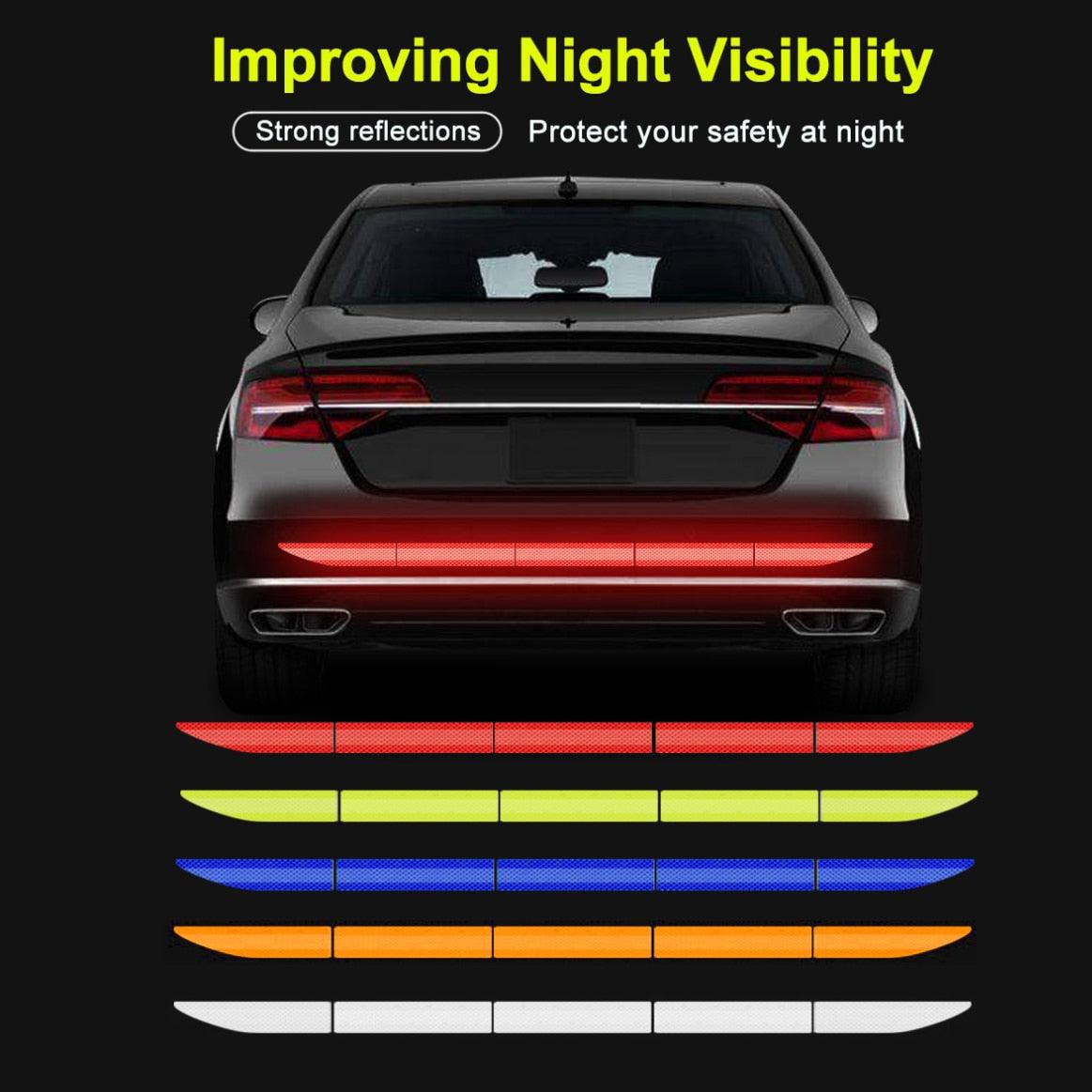 5pcs Car Reflectante Reflector Sticker Car Body Trunk Exterior Reflective Tape Reflex Exterior Warning Stickers Car Reflectance Reflective Sticker Car Body Trunk Auto Accessories Night Visibility Reflective Decal Universal Safety Warning  For Car Trunk