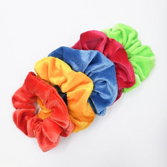 5PCS/Set Velvet Scrunchies Elastic Rubber Hair Bands Women Girls Soft Solid Headbands Ponytail Holder Hair Rope Tie Accessories Ponytail Holder Accessories for Women And Girls